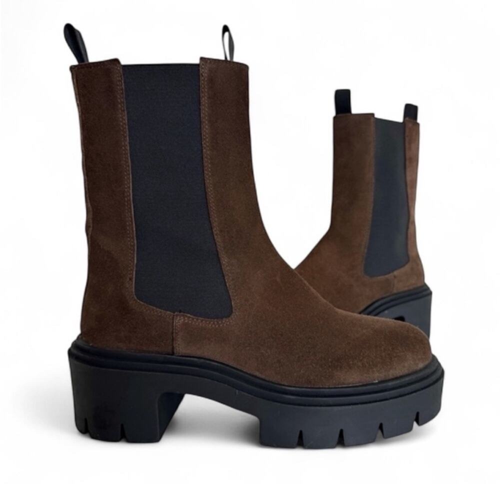 Steve Madden Wisteria Platform Lug Boot in Brown Suede – Sz 9M